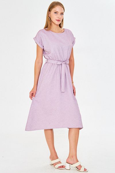 armonika Rochie de damă Bordeaux cu talie elastică cu șireturi ARM-18Y001133