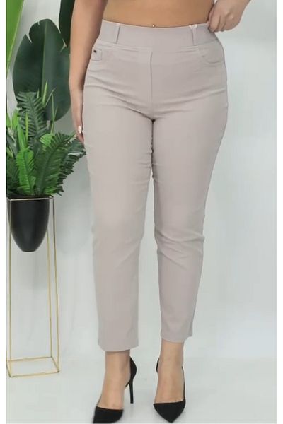 AKŞEN GİYİM Plus Size 96% Cotton High Waist 2 Size Slimming Loose Lycra Linen Trousers