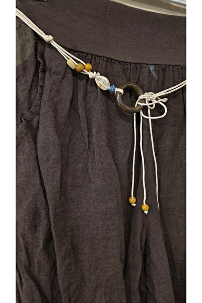 Park Moda Italian Linen Trousers Floral Patterned with Belt