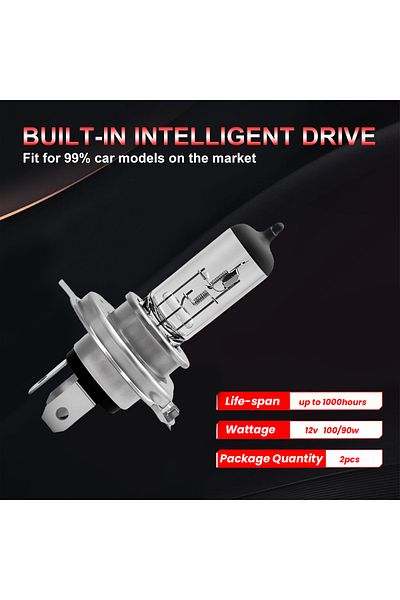 feema H4 12V 100_90w Halogen Bulb – Plug & Play, Quartz Glass, OEM Fitment, Made in Korea 2psc