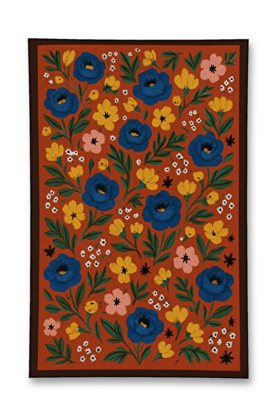 Rugs Modern Halı Mosso Πολύχρωμα Λουλούδια Λεπτομερής Υφαντή Βάση Μοντέρνο Δι...