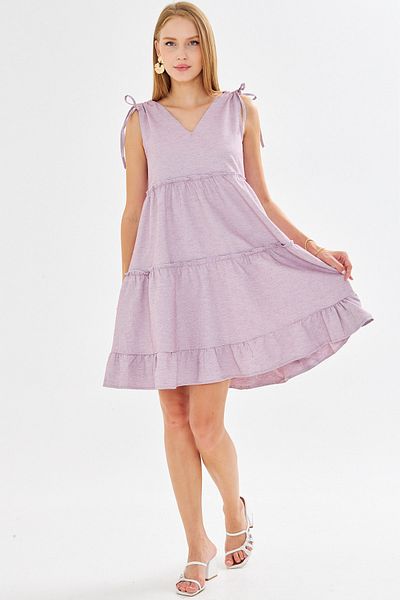 armonika Rochie de damă Bordeaux cu decolteu în V cu volane, fără mâneci, cu umeri, ARM-25Y001061