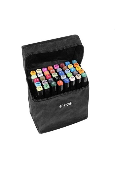 PROCART Set de 40 de markere multicolore cu 2 capete de scriere, include geantă de depozitare