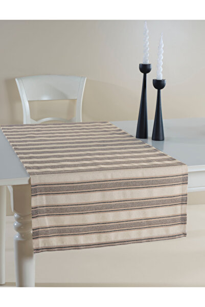 ÖDEL BULDAN Jacquard Buldan Linen Runner-Black&Brown