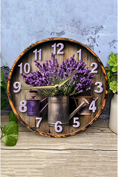 kutuTR 💜 Lavanta Temalı 3D Görünümlü MDF Duvar Saati – 33 cm 💜 sdw128