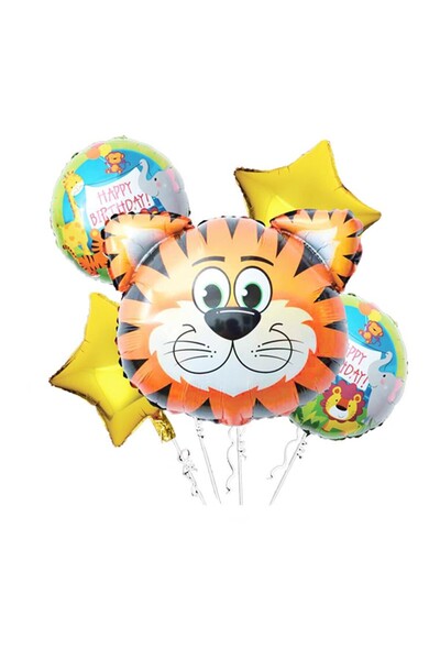 idei Σετ 5 παιδικών μπαλονιών, θεματικό πάρτι, Tiger foil 21,2x22,3 cm
