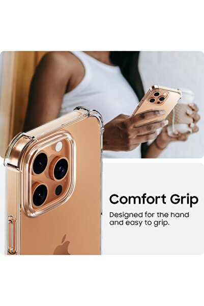 m.tk moveteck İphone 16 Pro Max Uyumlu Kılıf Köşe Korumalı Darbeye Dayanıklı Antişok Şeffaf Silikon Kapak