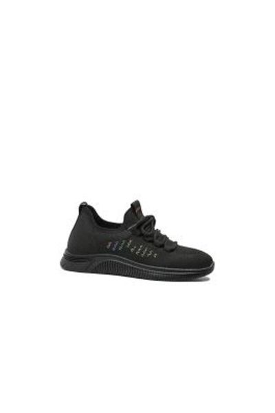 PASS Collection Comfortable Black Knitted Textile Sneakers - Pass Collection