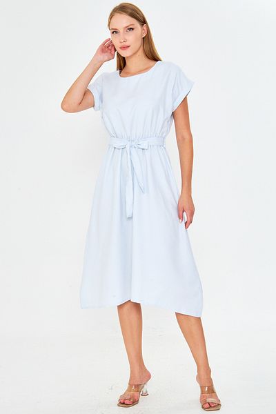armonika Rochie de damă Baby Blue cu talie elastică cu șireturi ARM-18Y001133