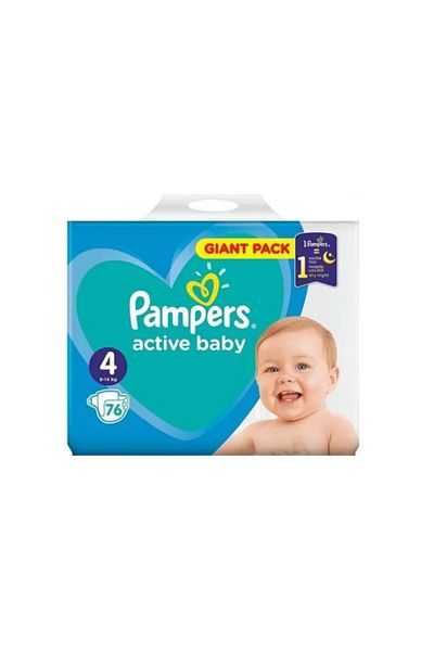 Pampers Scutece Active Baby Giant Pack, Nr. 4, 9-14kg, 76 Buc