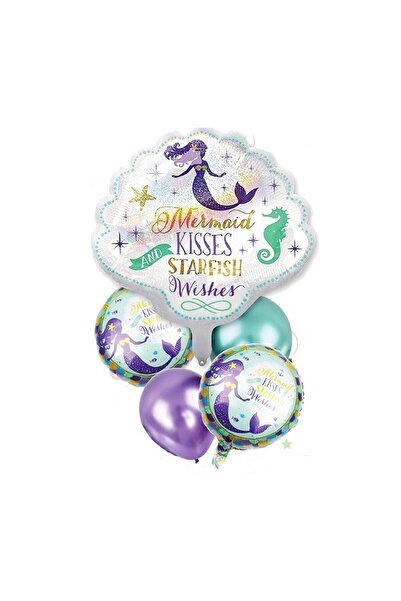 idei Σετ μπαλονιών με θέμα γοργόνες, 2 μπαλόνια από λατέξ και 3 μπαλόνια από ...