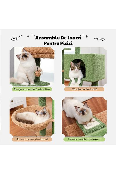 Fish & Paws Ansamblu de joaca pentru pisici, Fish & Paws ®, inaltime de 104cm, Verde