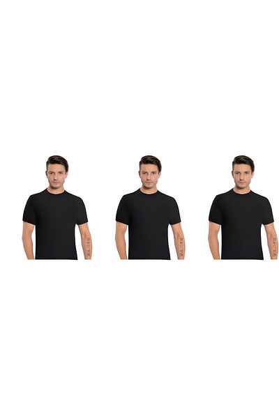 İki Yıldız Men's Modal O-Neck Short Sleeve T-Shirt 3 Pack 3042