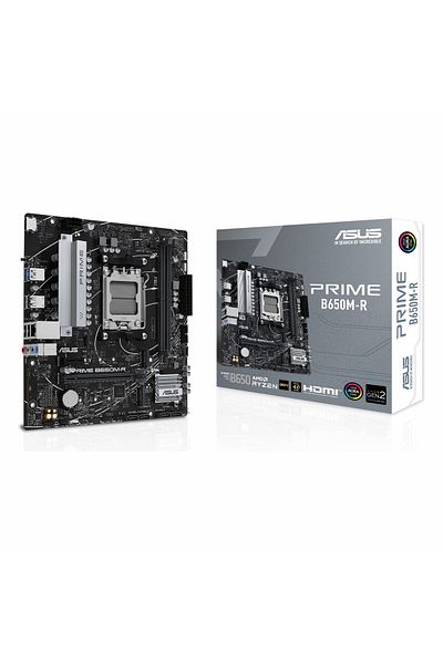 ASUS اللوحة الأم Prime B650M-R DDR5 (7200 ميجا هرتز) OC M.2 HDMI PCIe 4.0 AM5 mATX