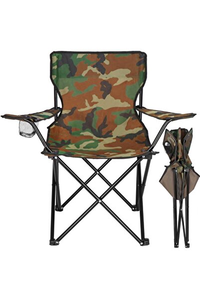 OEM Folding camping or fishing chair, cup holder, 80x40x45cm, camouflage