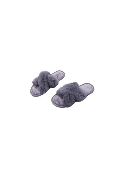 OEM Women's house slippers with dark gray fur, size 37
