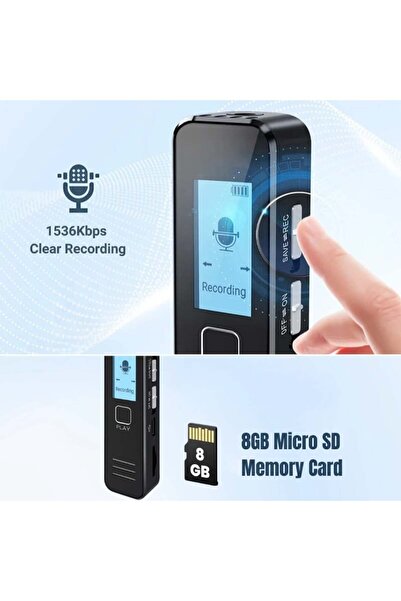 iUni Μίνι Ψηφιακή Συσκευή Φωνητικής Εγγραφής 007, 8GB, 17 ώρες αυτονομίας, MP3 Player