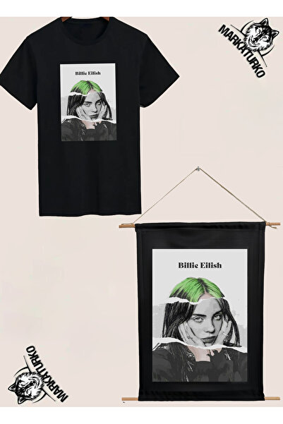 MarkaTurko تيشيرت مطبوع عليه تسامي بيلي إيليش مع هدية لوحة 8905-05H