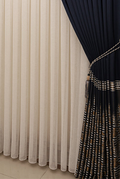 Ta-Ha Perde ve Halı Seamless Plain Stitching Foldet Model Tulle Curtain, Off-White Ironing-Free Tulle Curtain