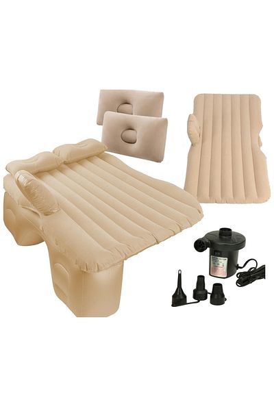 SERSIMO Inflatable car mattress, 130x80 cm – car bed, with 2 pillows, pump and accessories