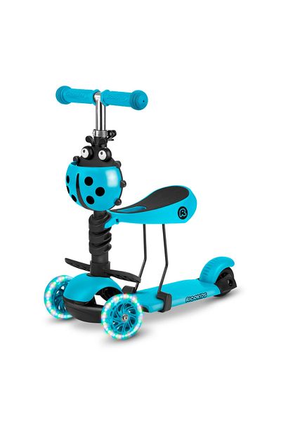 Ricokids 3 in 1 scooter for children Buggy Blue with adjustable seat, adjustable handlebar height,