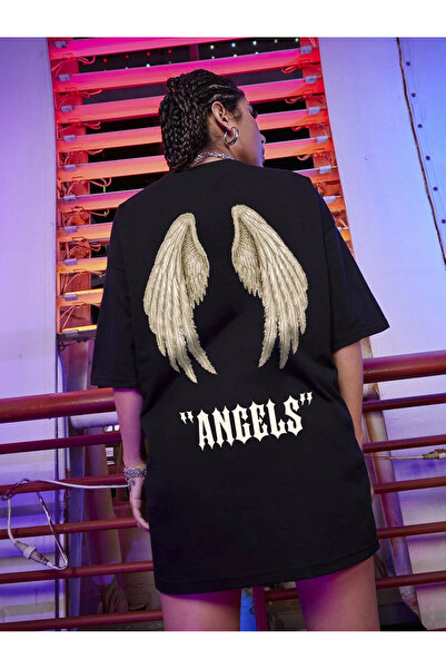 Lider Leather Дамска тениска с принт на ангелски крила