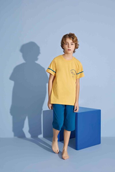 RAPAPA Boy's Combed Cotton Shorts Suit 3943 Yellow