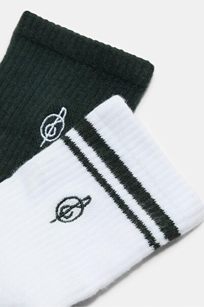 Stradivarius 2-pack of striped and embroidered socks