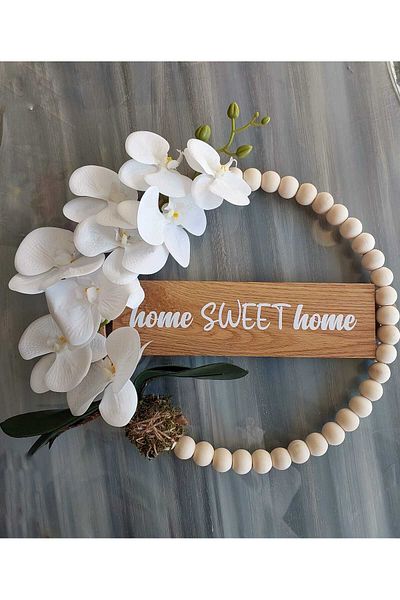 lolipophobi Ornament de ușă cu mărgele din lemn tematică, decor, coroană, cadou, acasă, acasă, floare artificială, papagal