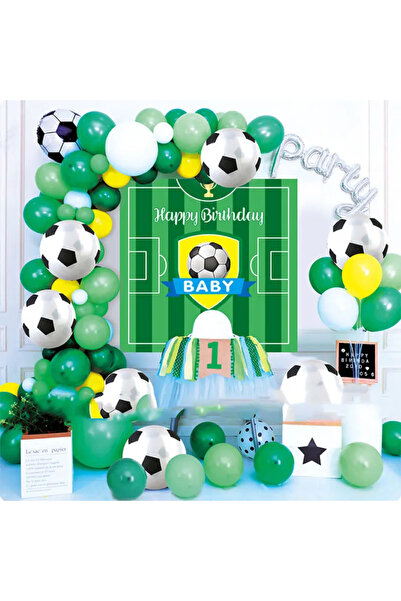 PROCART Football balloon arrangement kit, Happy Birthday background, latex and aluminum foil, 59 pieces