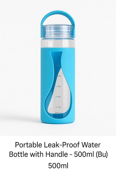 TSUMAB Portable Leak-Proof Water Bottle with Handle – 500ml (Blue)