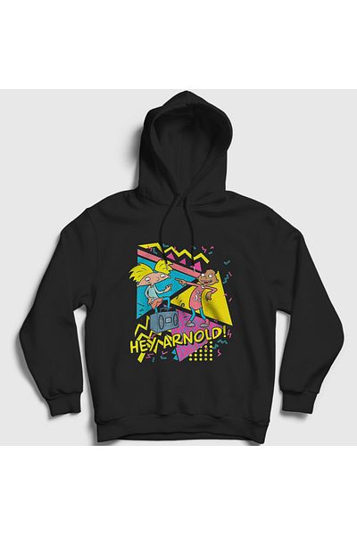 Presmono Unisex Μαύρος Πόστερ με Gerald Hey Arnold Κουκούλα Φούτερ 562183tt