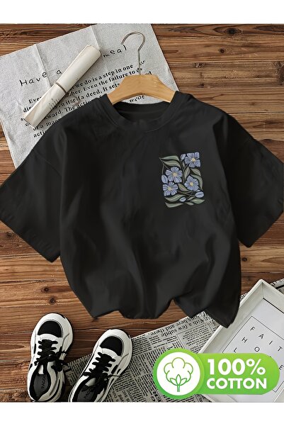 Lider Leather Tricou oversize imprimat cu guler rotund – Bumbac pieptănat cu ...