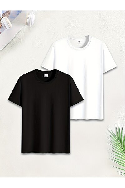 Lider Leather Pachet de 2 tricouri basic unisex – croială standard, țesătură ...