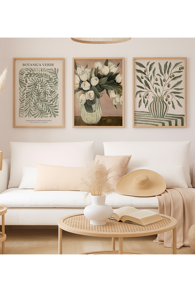 VOBA STORE 3 PARÇA VAZO TEMALI ÇERÇEVE GÖRÜNÜMLÜ MDF TABLO SETİ-65