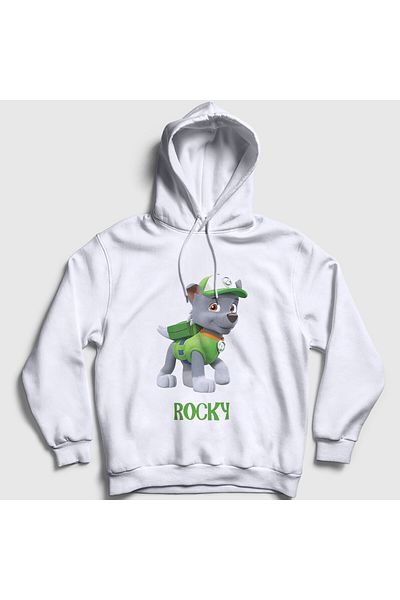 Presmono Unisex White Rocky Paw Patrol Hooded Sweatshirt 562357Tt
