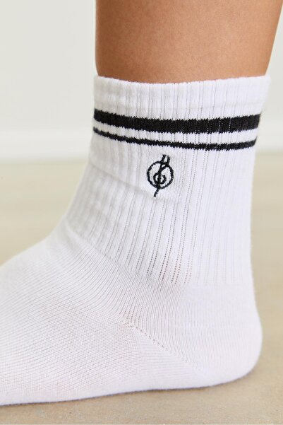 Stradivarius 2-pack of striped and embroidered socks