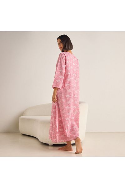 FAV Floral Print Kaftan Night Dress with V-neck