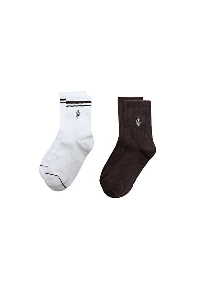 Stradivarius 2-pack of striped and embroidered socks