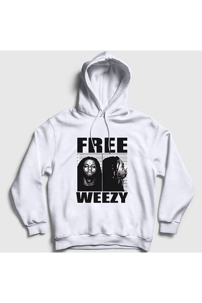 Presmono Unisex Λευκό Δωρεάν Weezy Lil Wayne Φούτερ με κουκούλα 559312tt