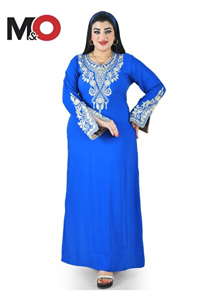 M&O 2 جلابية استقبال مطرزة ومصنوعة من قماش الكتان الخفيف والناعم يمنحك شعورًا...