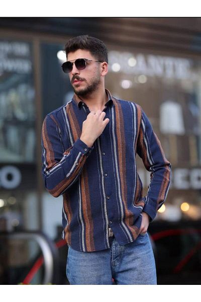 HOBİ CLUB New Season Striped Men's Shirt