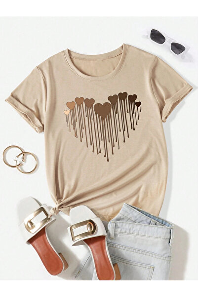 Lider Leather Tricou de damă cu imprimeu inimă