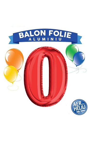 OEM Balon, folie de aluminiu, roșu, numărul 0, înălțime 81 cm