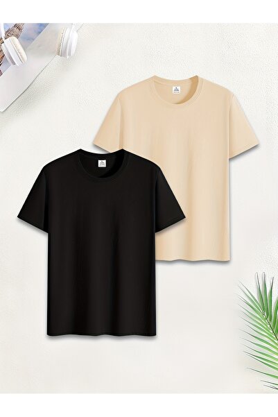 Lider Leather Pachet de 2 tricouri basic unisex – croială standard, țesătură ...