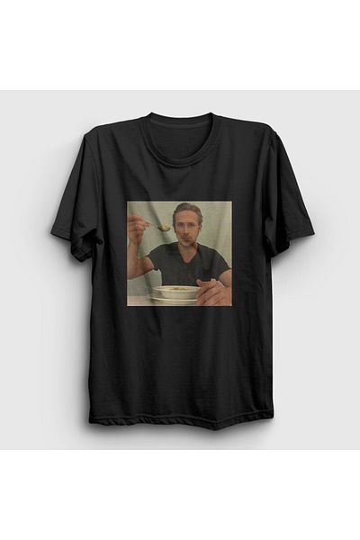 Presmono Unisex Black Ryan Gosling Eats Cereal T-Shirt 562440Tt