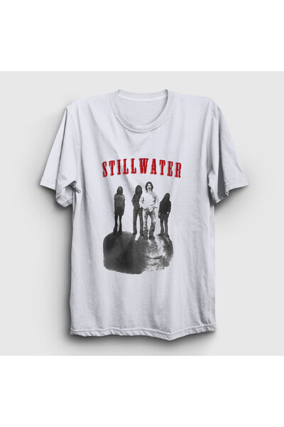 Presmono Unisex Λευκή Μπάντα Αφίσα Stillwater T-Shirt 557990tt