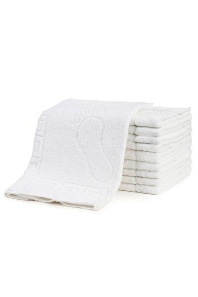 OEM Set 10 Foot Towels, Cotton, Plain, 800g/m², 50x70cm, White