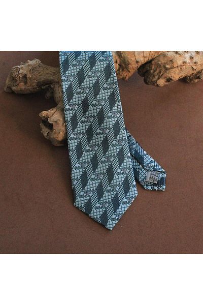 COOLMENCLUB Green Patterned Silk Tie