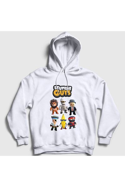 Presmono Unisex White Poster Stumble Guys Hooded Sweatshirt 562111Tt